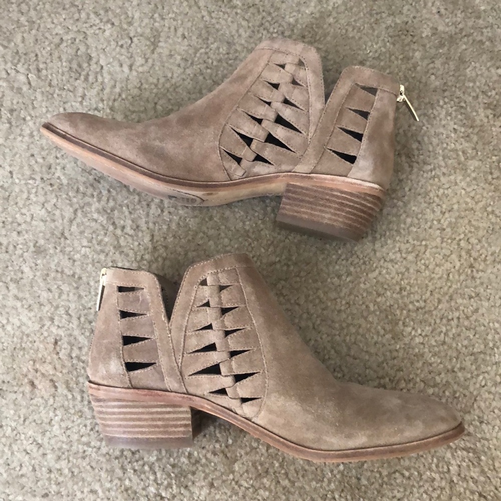 Brown suede ankle booties